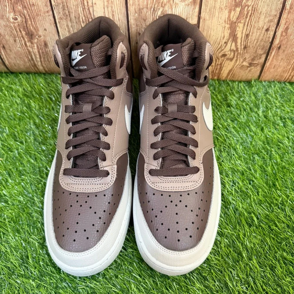 Nike Court Vision Mid NN Sneakers Mens size 10.5 Brown Light Bone Casual Shoes
